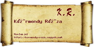 Körmendy Róza névjegykártya